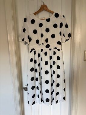 White Dress with Black Polka Dots